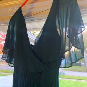 Dark Green Chiffon Pleated Dress by Kenzie
